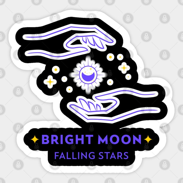 Bright Moon Falling Stars Sticker by BlueCloverTrends